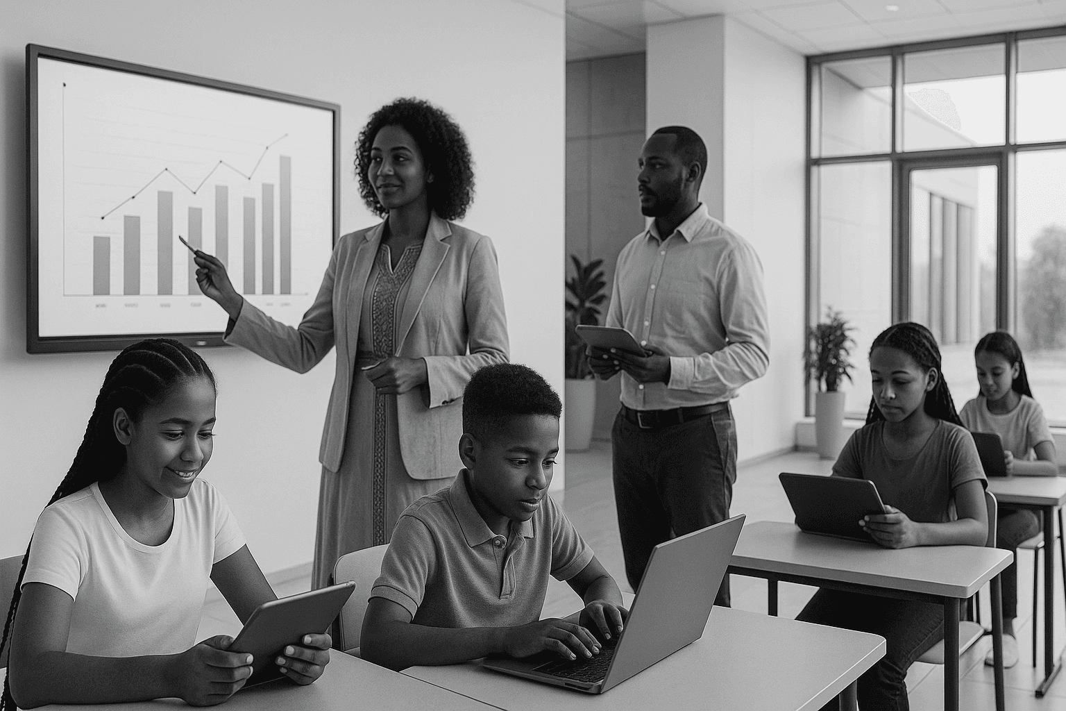 Students using technology